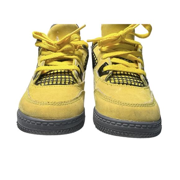 Nike Air Jordan 4 Retro Lightning Yellow Toddler Sz 9C Jumpman Sneakers - Picture 3 of 8